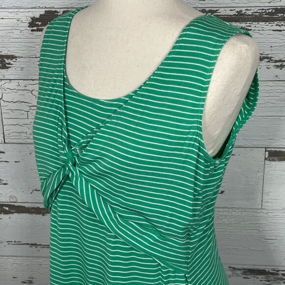 CABI Gathered Tank Top Green & White Sz M #6355 EUC - Picture 3 of 5